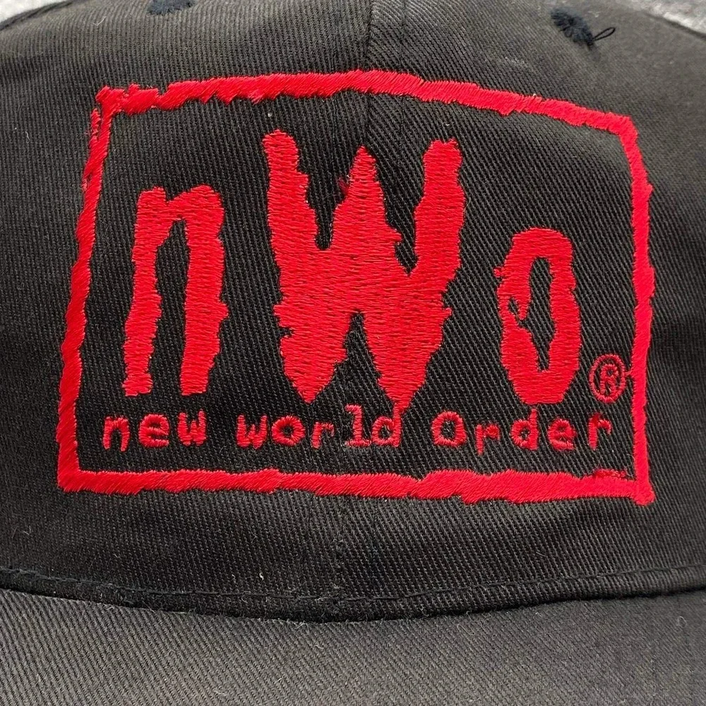 Vintage WCW nWo New World Order Hat Men OS Black Wolfpac Wrestling Snapback‎ Cap